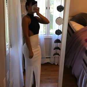 Black and white gown